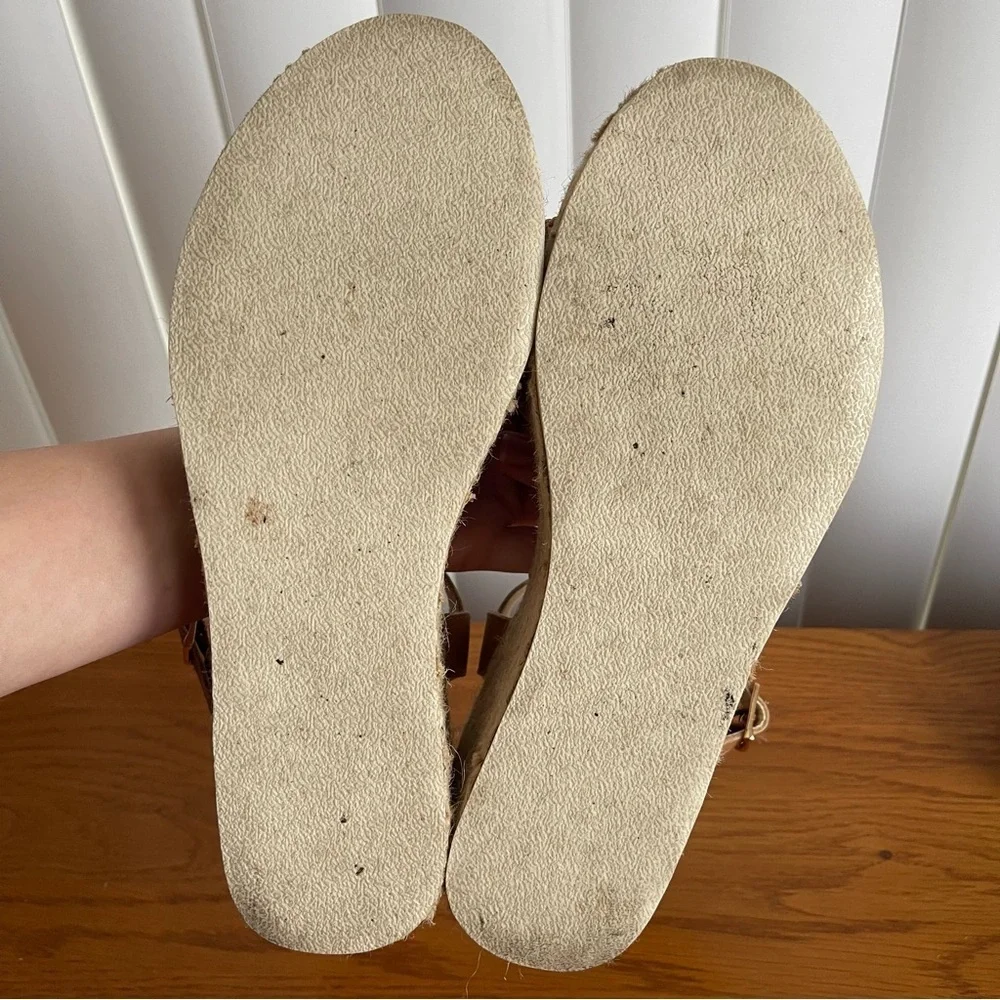 Joie Powder Blue Suede Wedge Espadrille Sandals Size 8